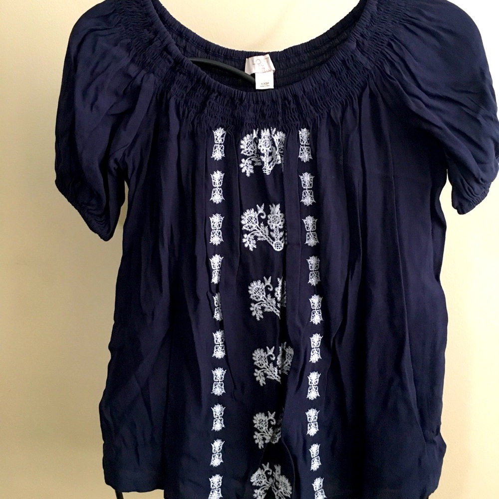 Loft Navy Embroidered shirt